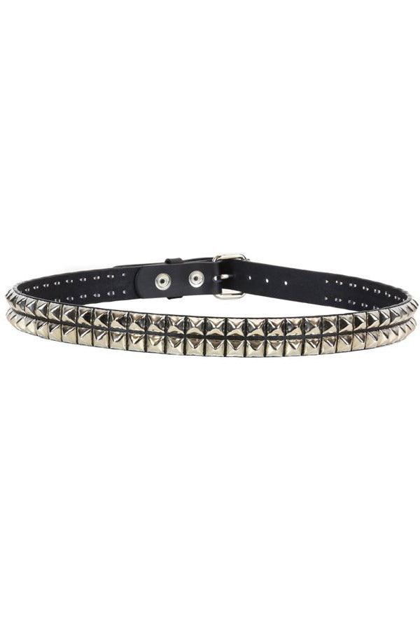 2 Rows Punk Pyramid Stud Belt [SILVER] - Image 2
