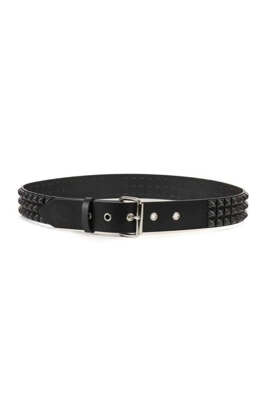 3 Row Pyramid Studded Belt [BLACK] - Image 2