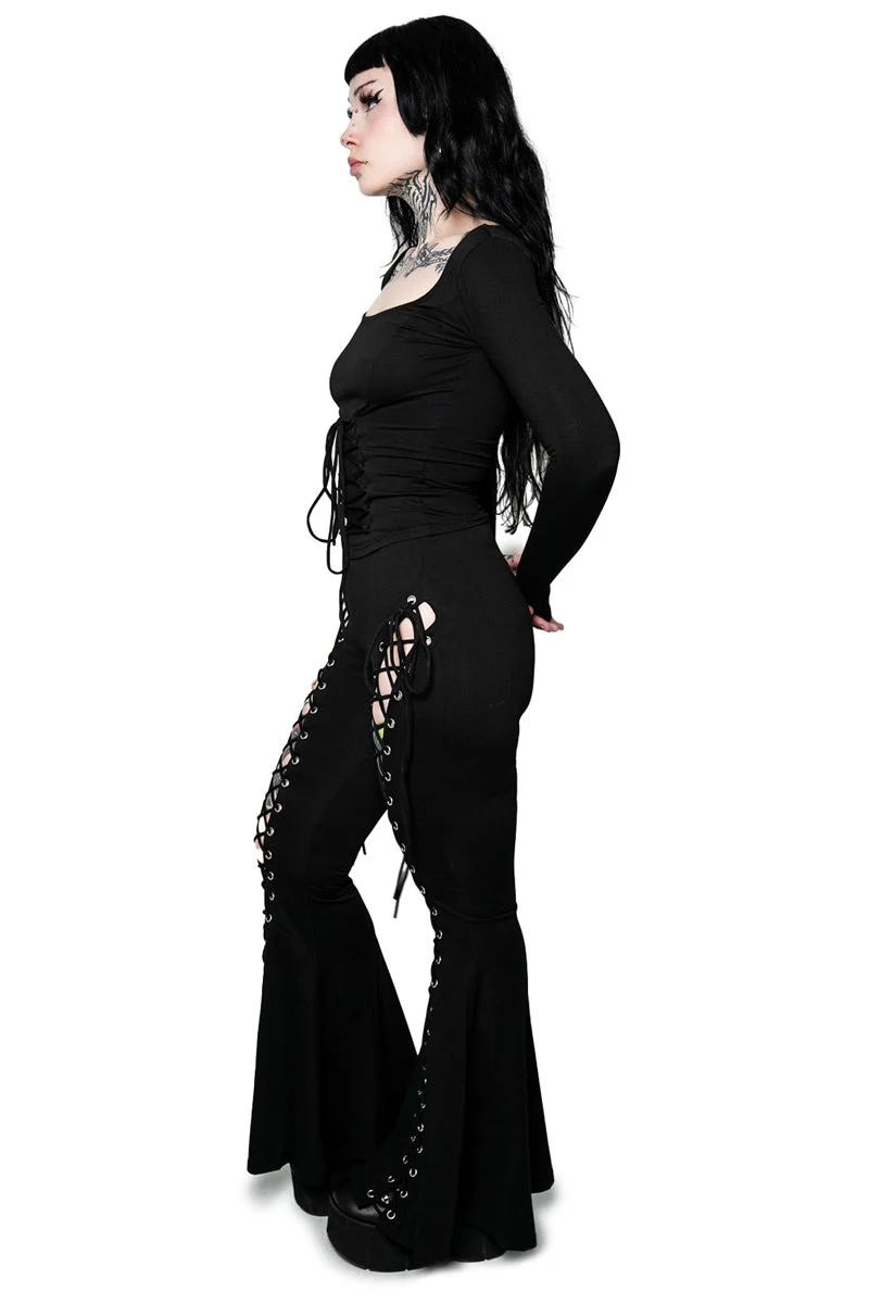 Alice Lace-Up Flare Pants - Image 3