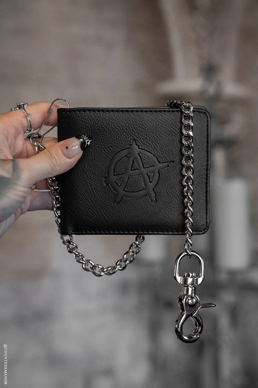 Anarchy Emboss Bifold Wallet w/ Chain - Image 8
