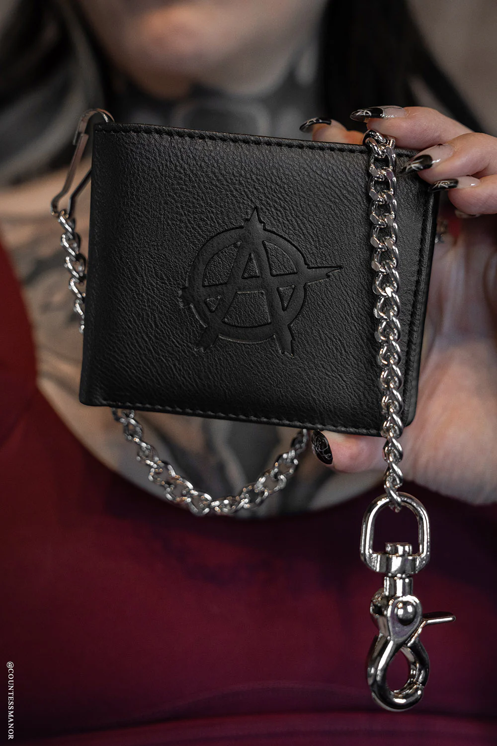 Anarchy Emboss Bifold Wallet w/ Chain - Image 9
