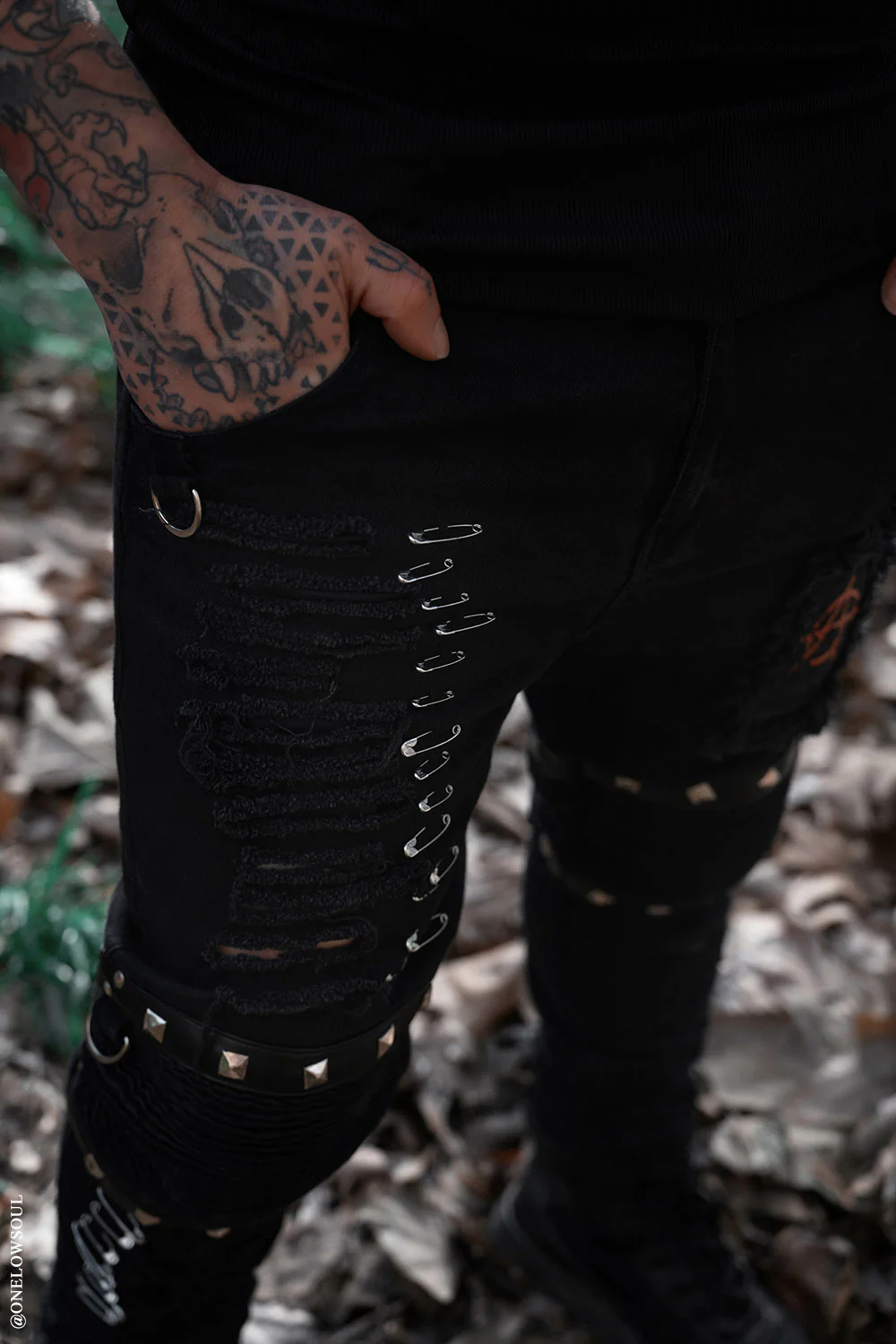 Annihilate Safety Pin Studded Pants [Unisex] - Image 7