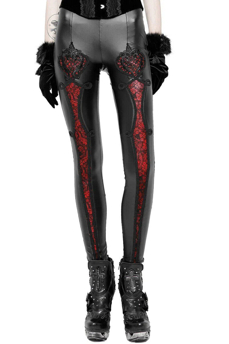 Antoinette Leather Leggings [BLACK/RED] - Image 2
