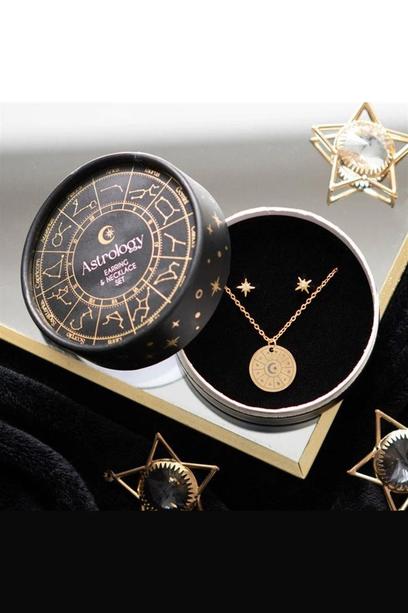 Astrology Wheel Earring and Necklace Set - Image 4