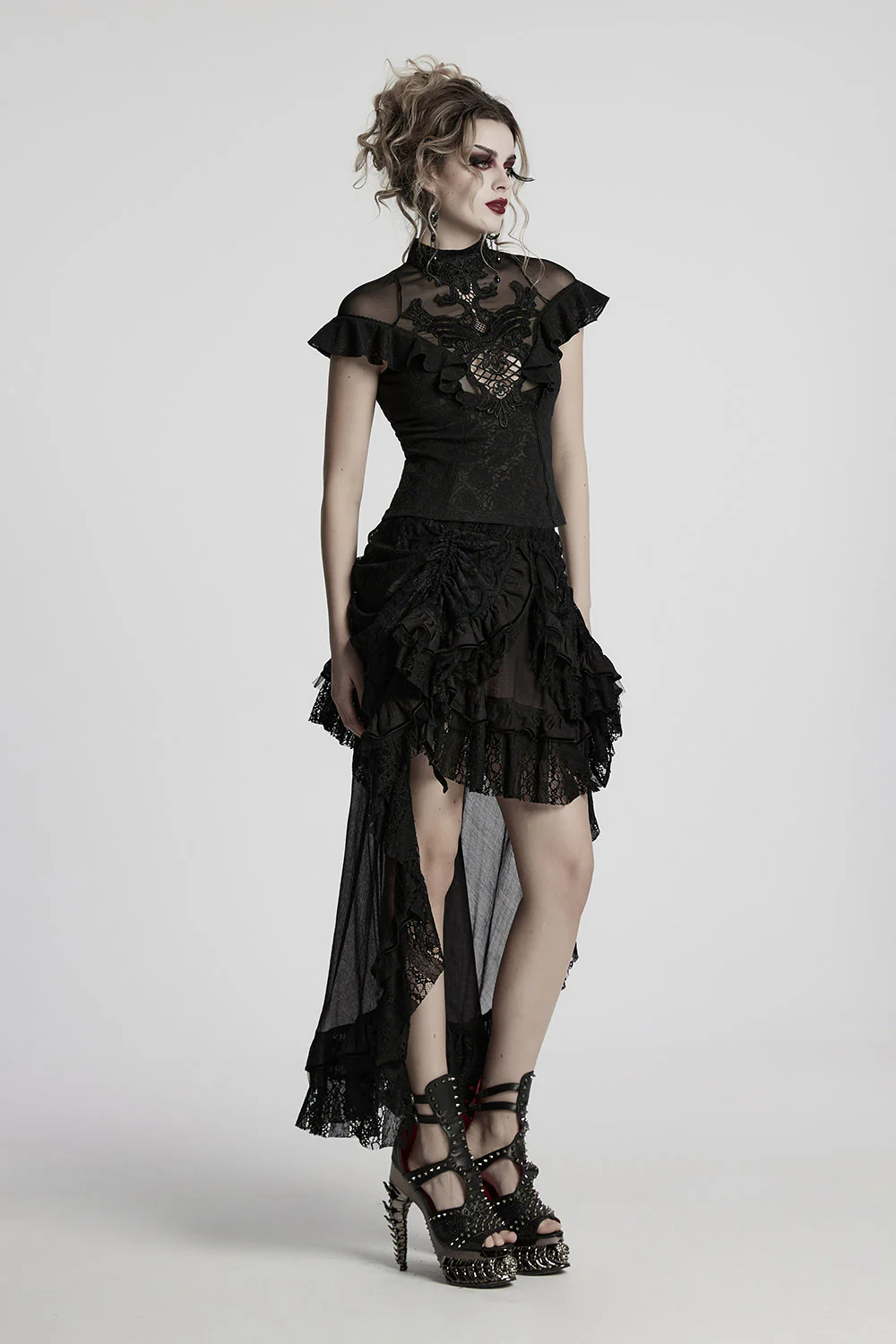 Aurora Ruffled Rose Lace Top - Image 3