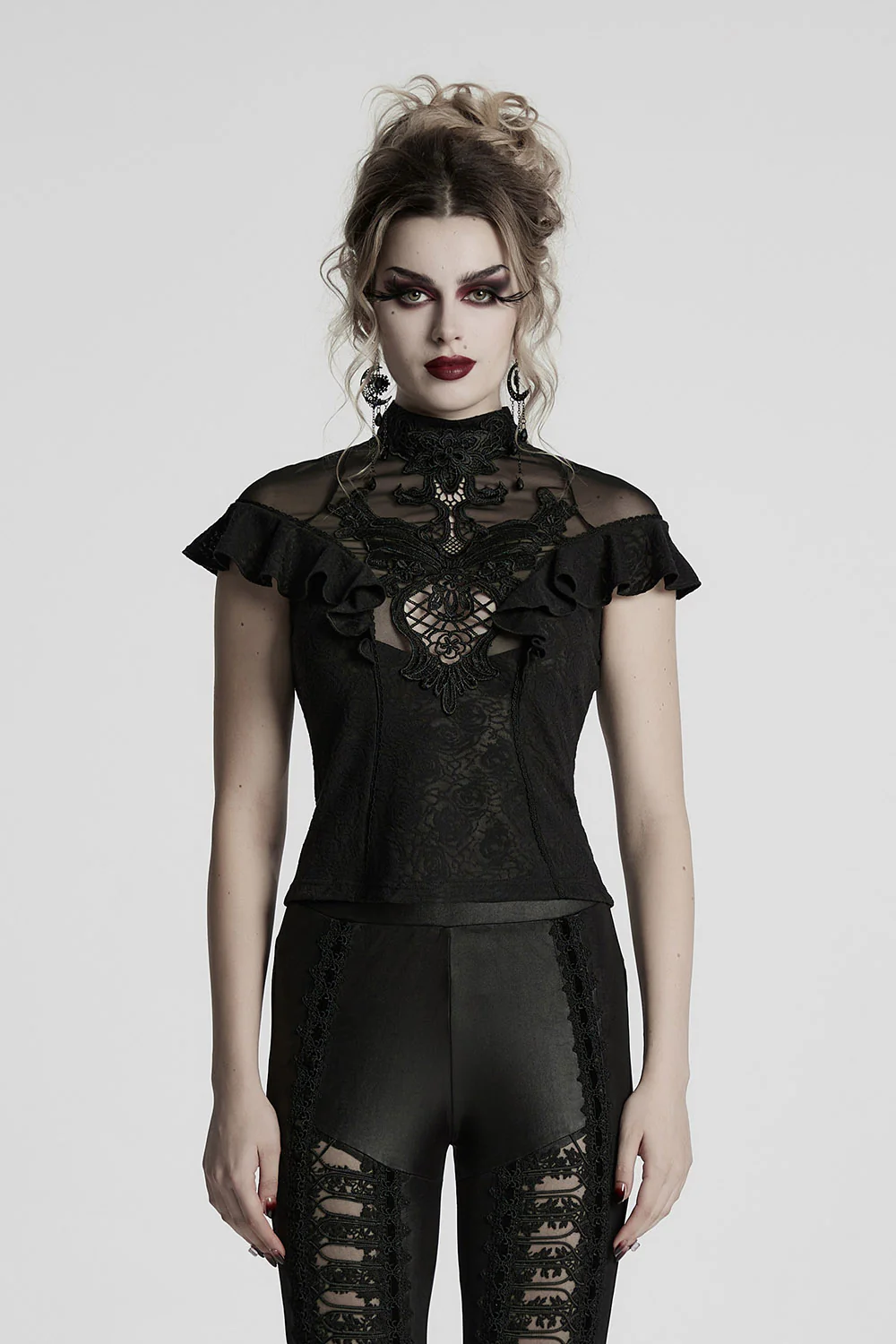 Aurora Ruffled Rose Lace Top - Image 4