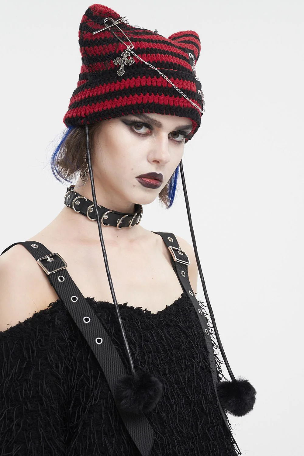 Bad Cat Beanie [BLACK/RED] - Image 3