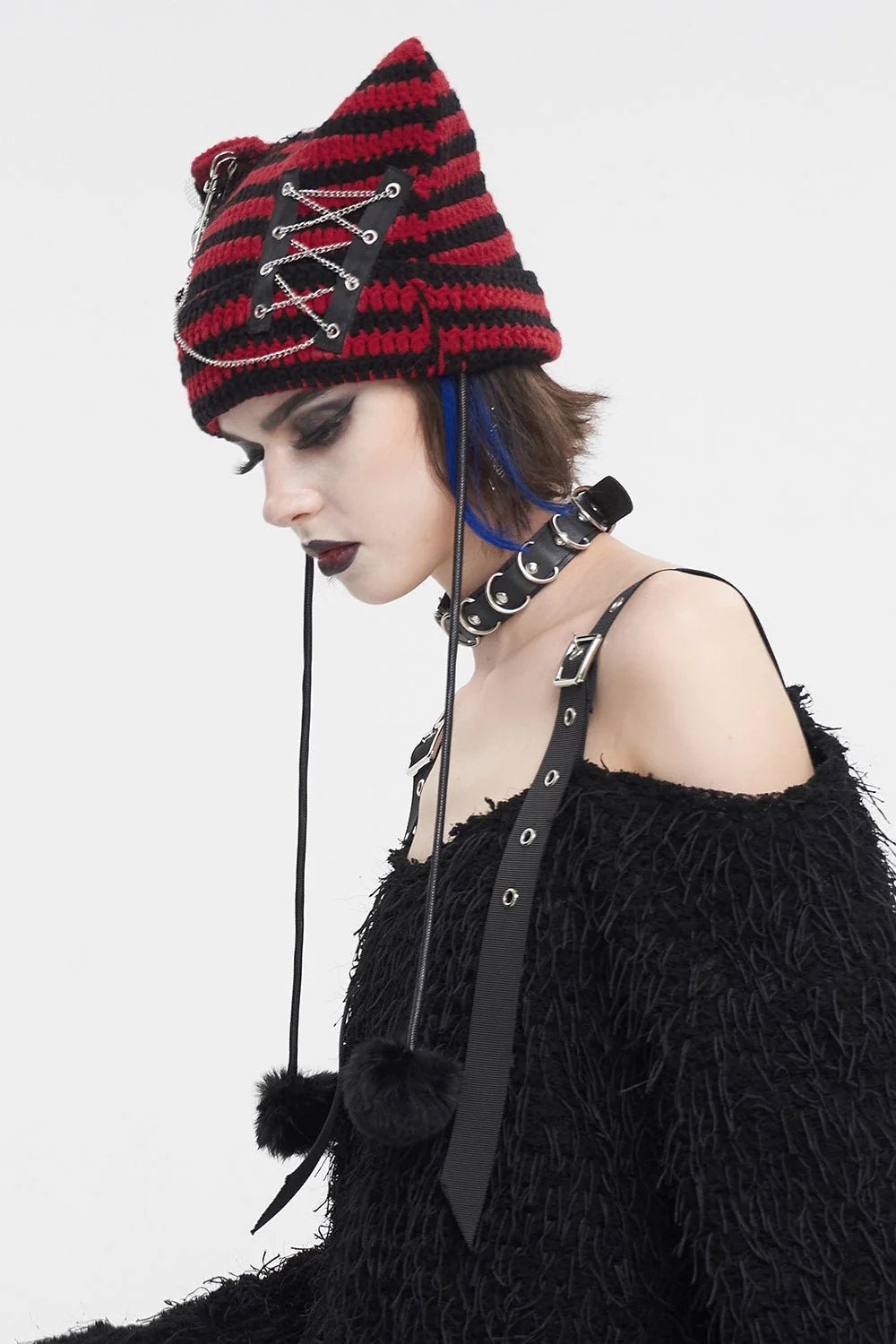 Bad Cat Beanie [BLACK/RED] - Image 5