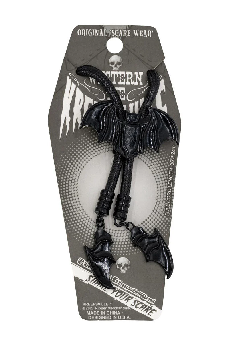 Bat Black Bolo Western Tie - Image 6