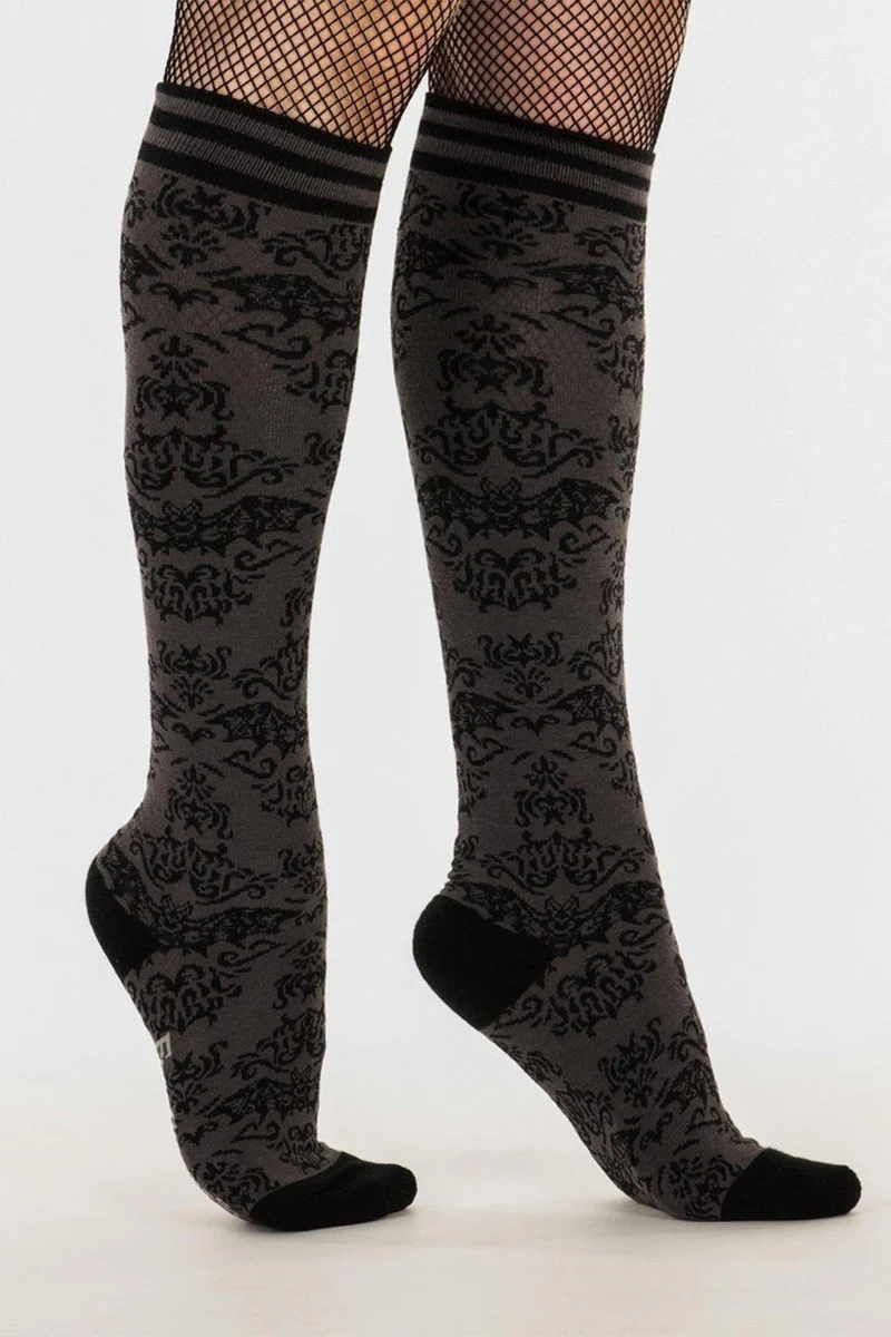 Bat Damask Knee High Socks