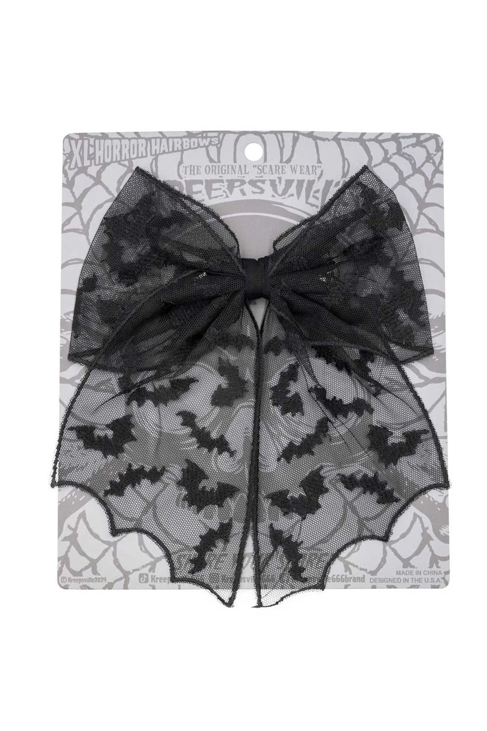 Bat Lace Hair Bow - Image 3
