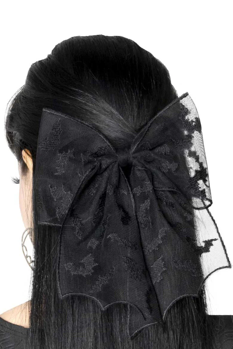 Bat Lace Hair Bow - Image 4