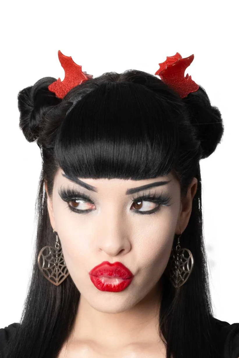 Bat Med Claw Clip Set [Red Glitter] - Image 2