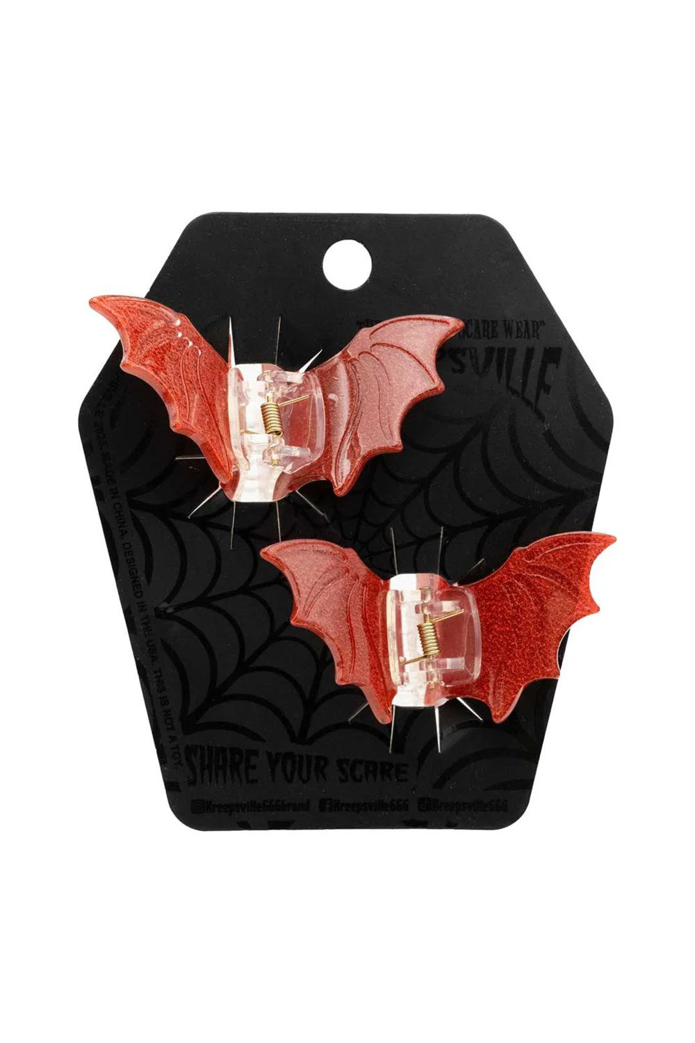 Bat Med Claw Clip Set [Red Glitter] - Image 4