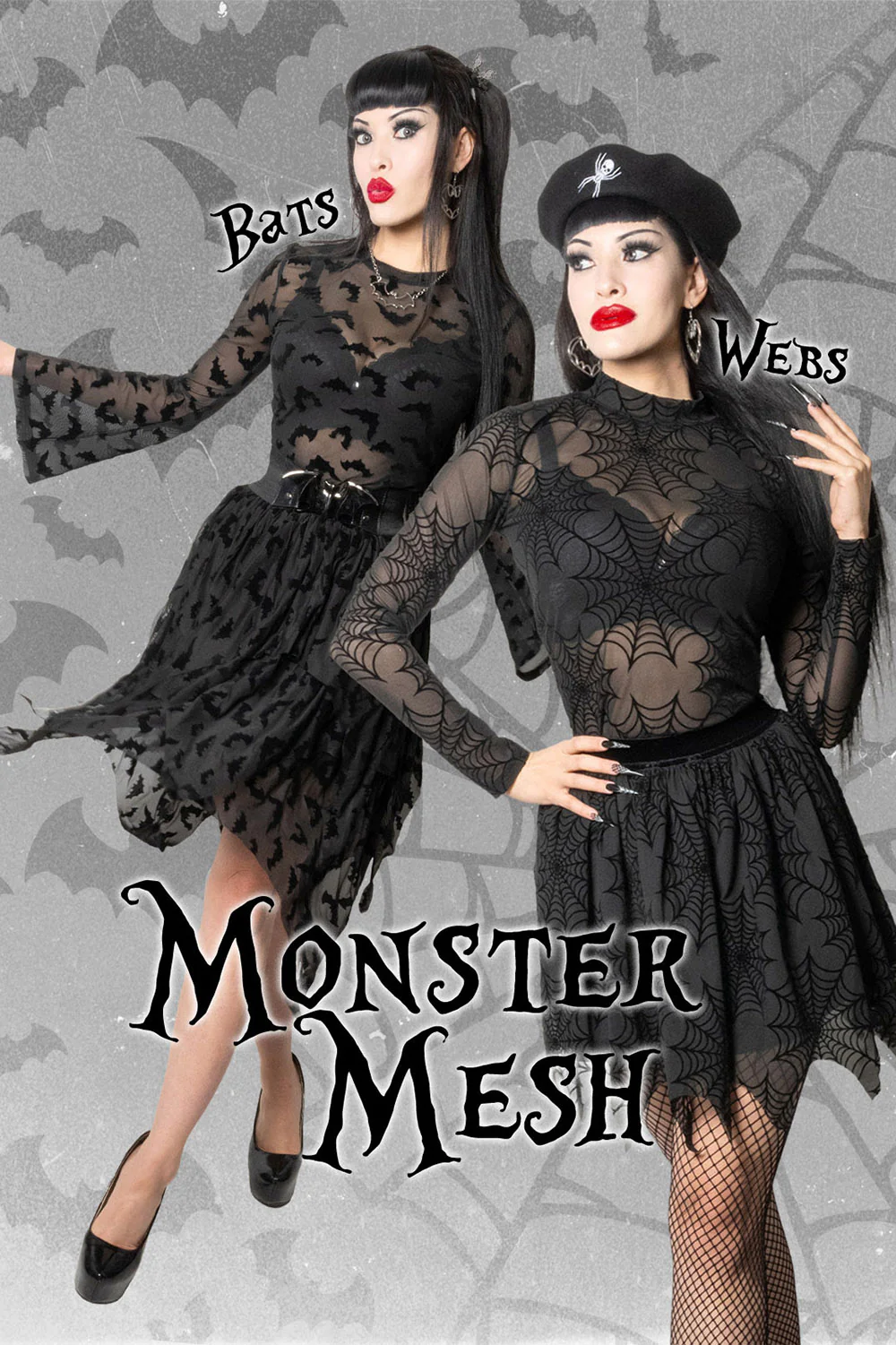 Bat Repeat Mesh Bell Sleeve Top - Image 4