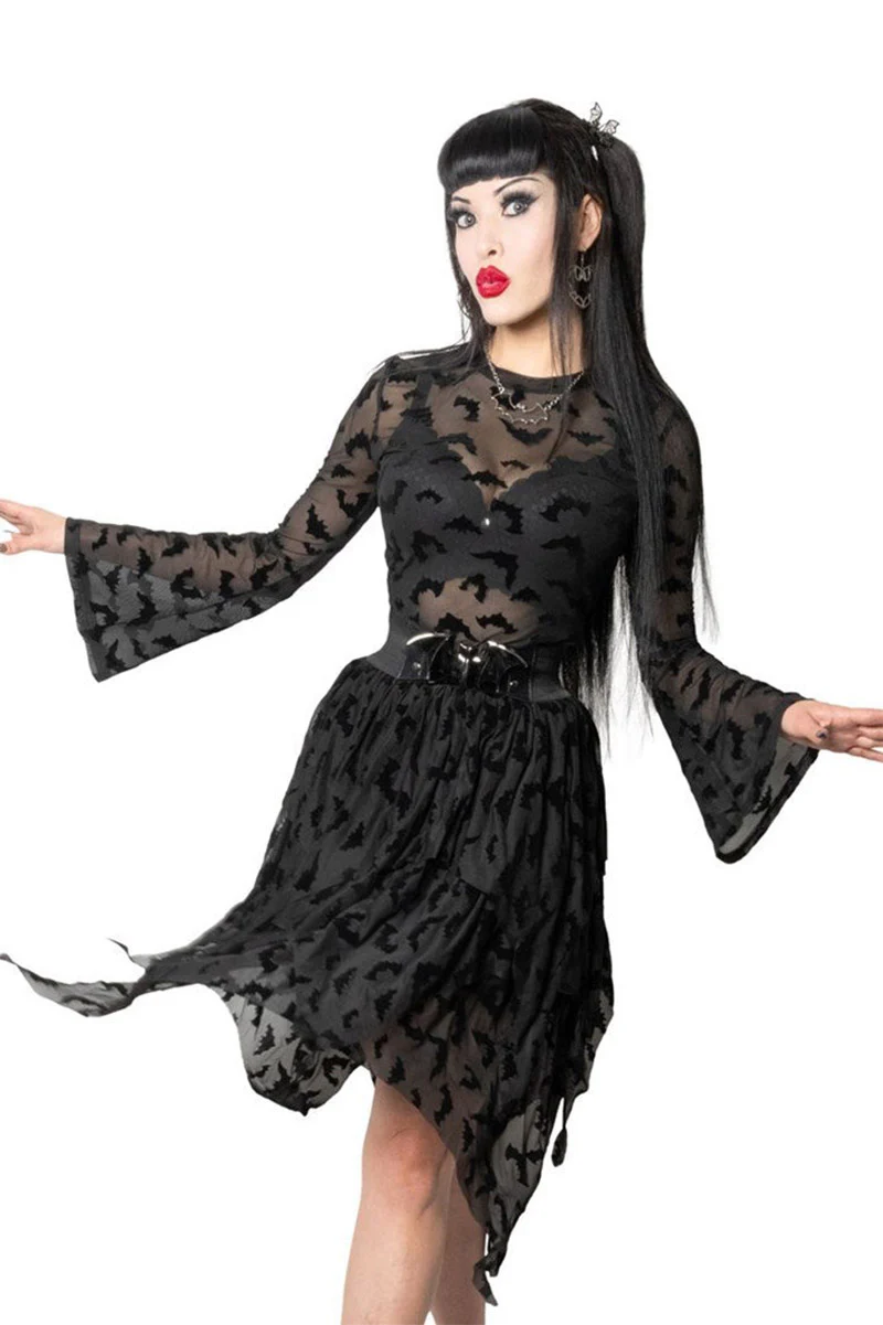 Bat Repeat Mesh Tiered Midi Skirt - Image 3