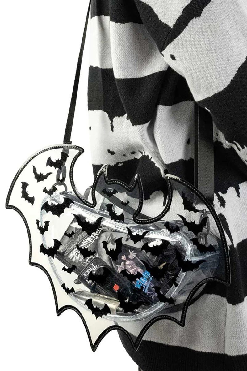 Bat Shaped Clear Vinyl Backpack Purse