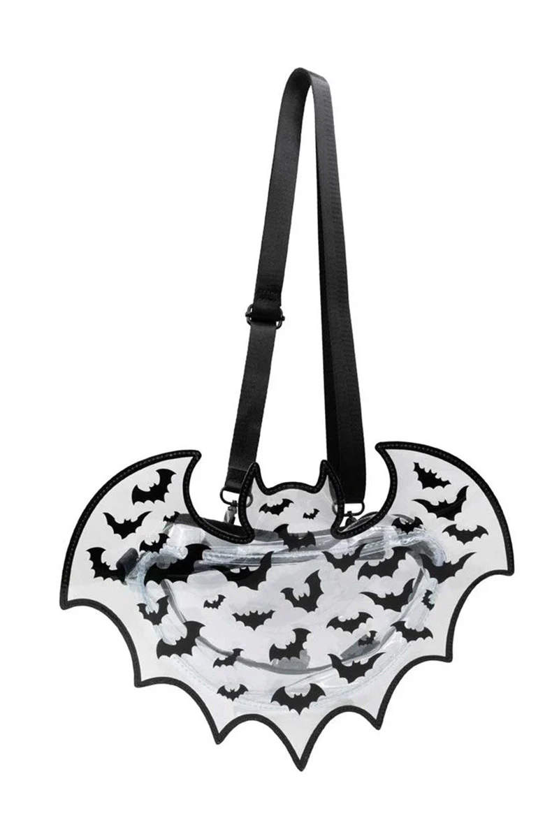 Bat Shaped Clear Vinyl Backpack Purse - Image 3
