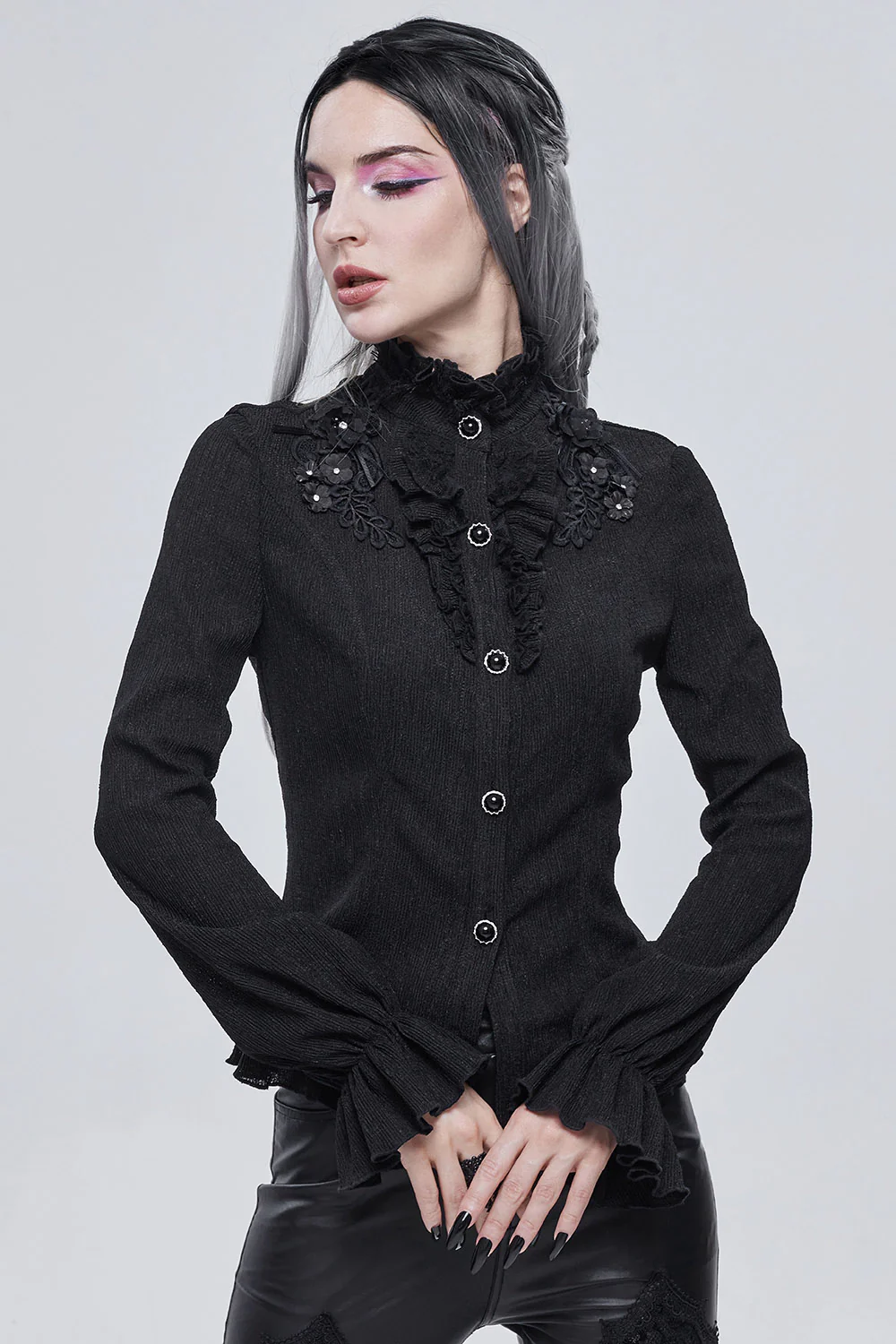 Báthory Blooms Ruffled Victorian Top - Image 3