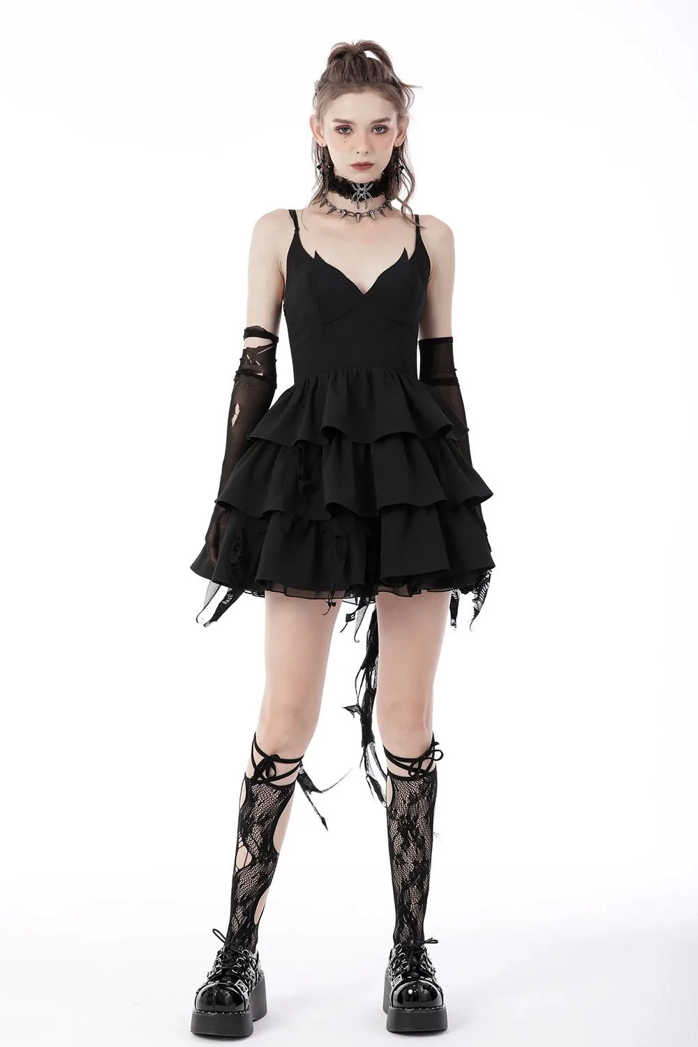 Batling Ruffled Dress with Tattered Train - Image 3