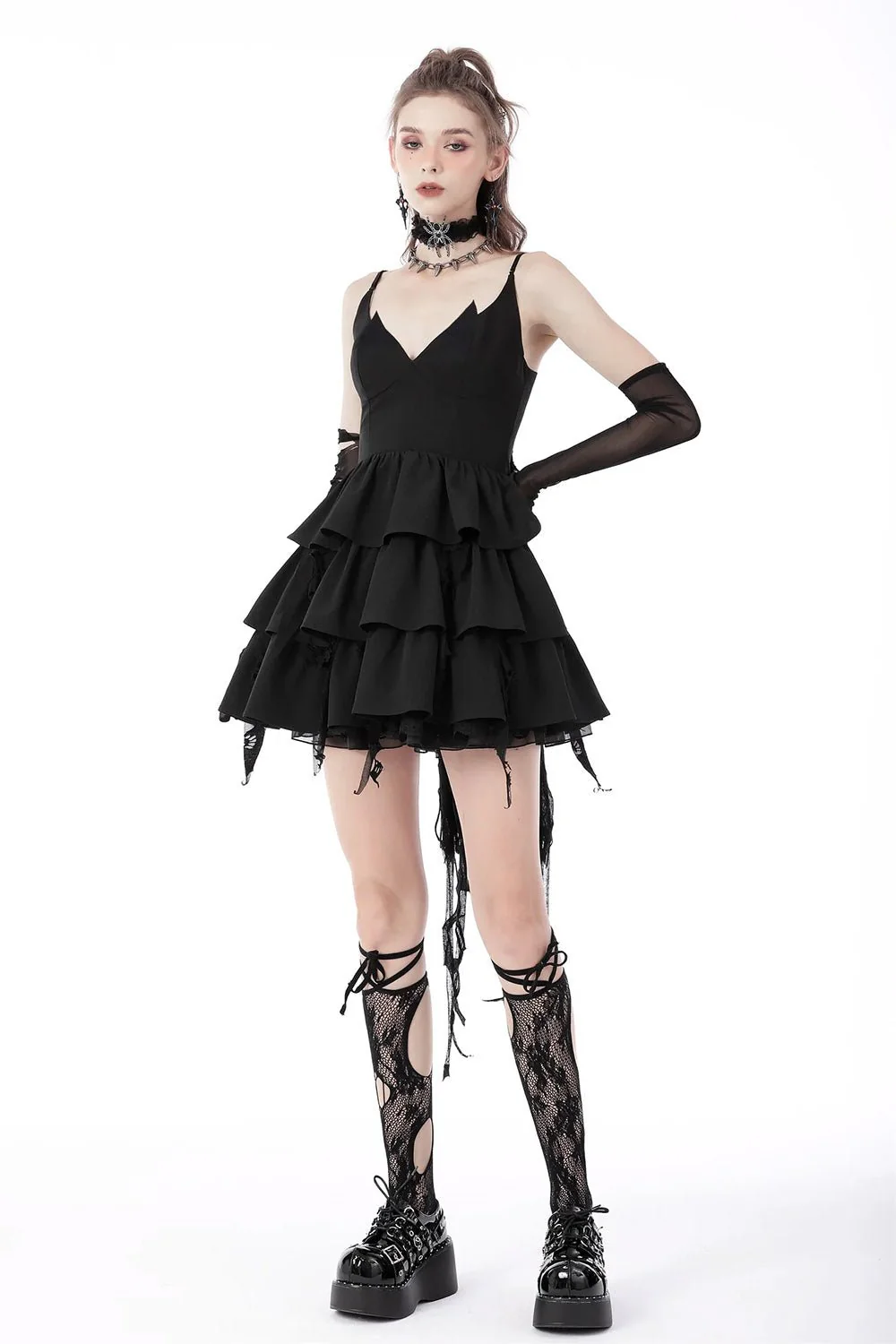 Batling Ruffled Dress with Tattered Train - Image 6