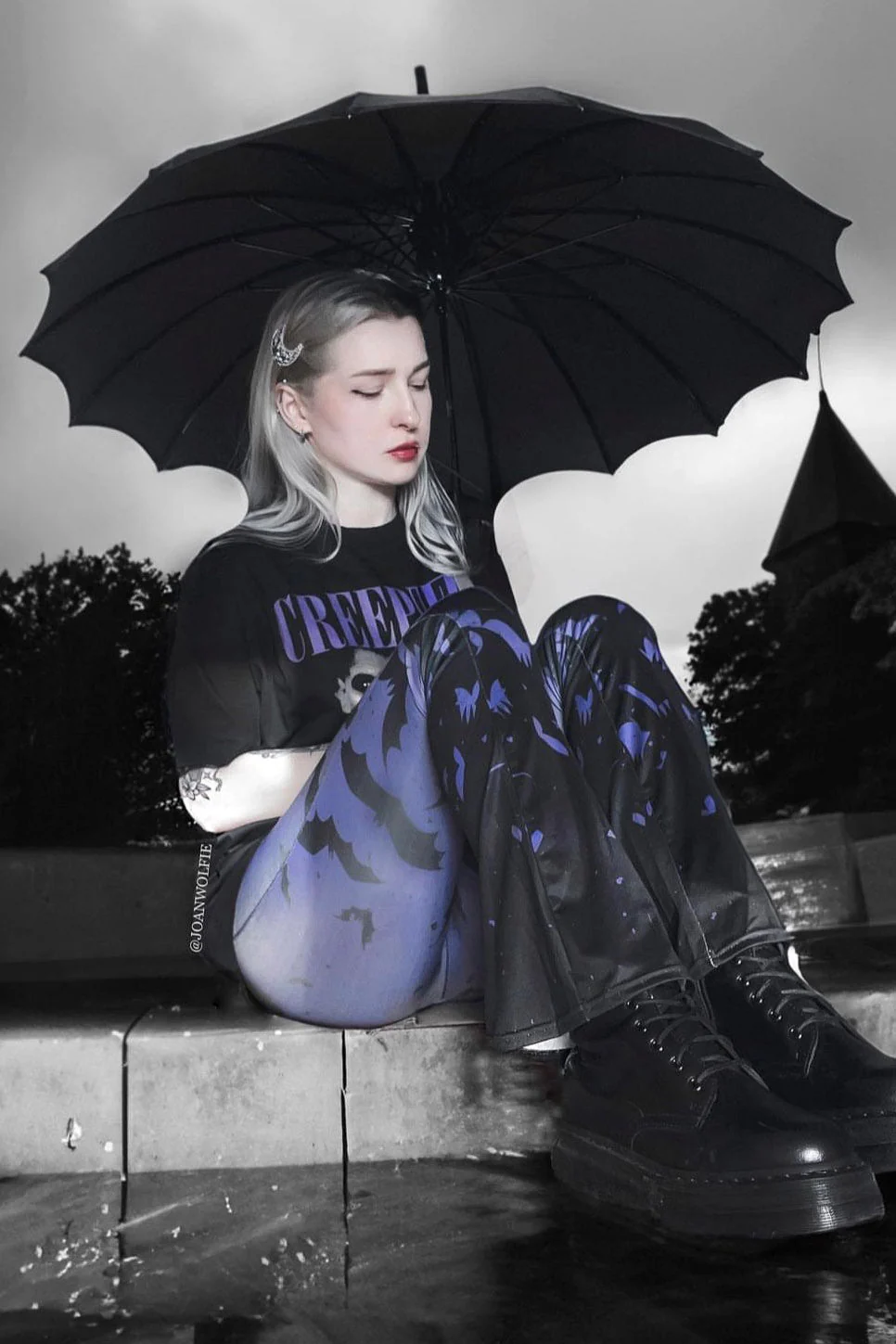 Batwing Pagoda Umbrella [MIDNIGHT BLACK] - Image 6