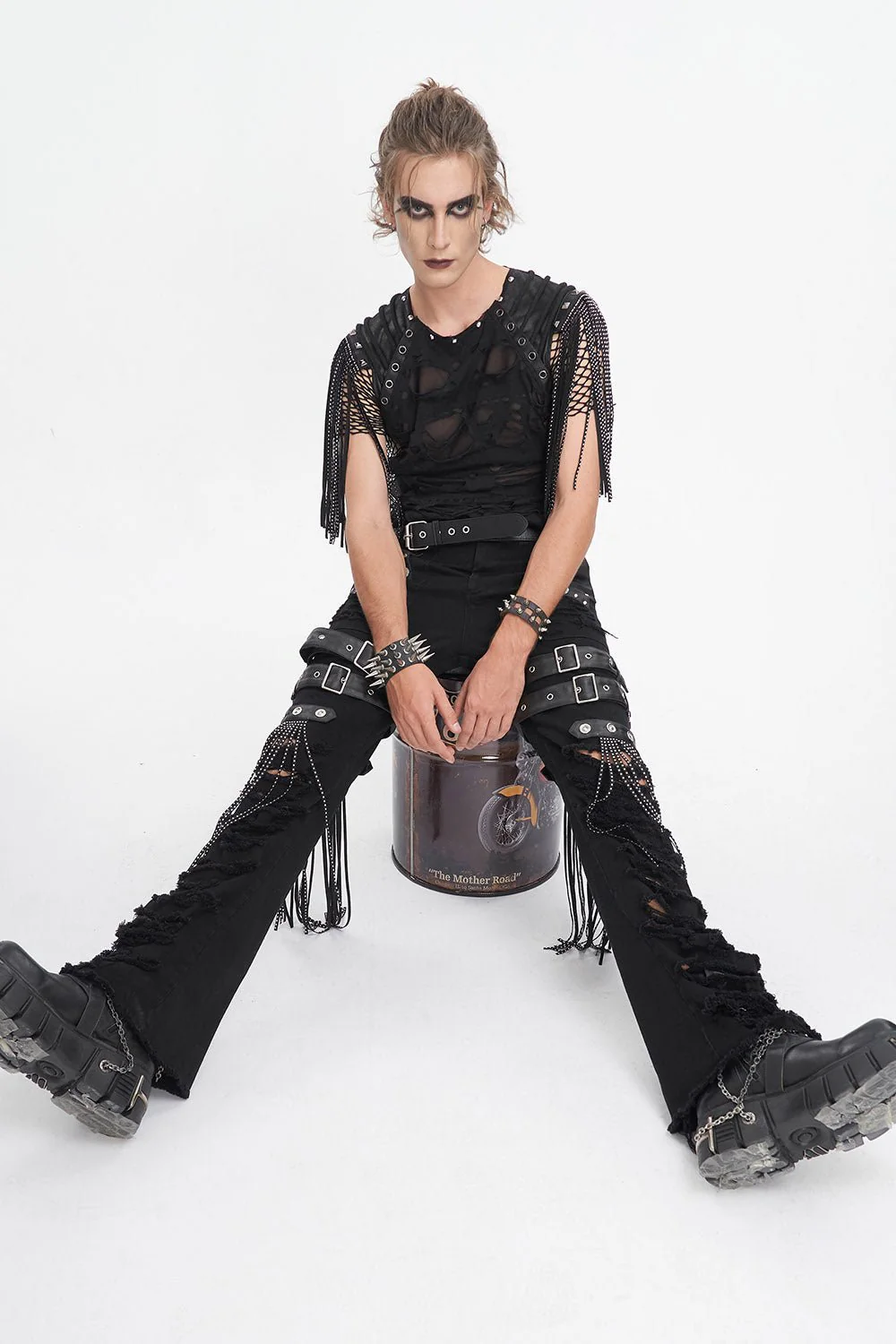 Batwing Pocket Ripped Punk Pants - Image 11
