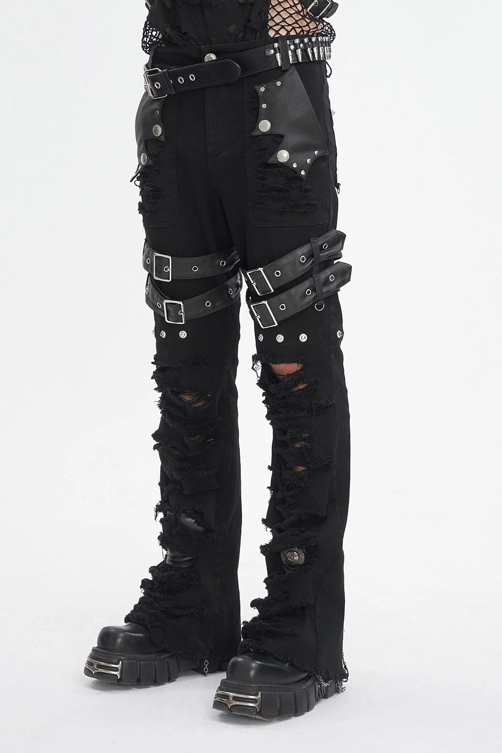 Batwing Pocket Ripped Punk Pants - Image 2