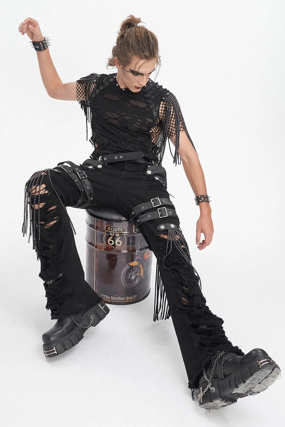 Batwing Pocket Ripped Punk Pants - Image 3
