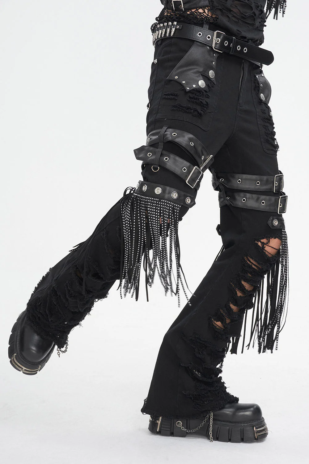 Batwing Pocket Ripped Punk Pants - Image 4