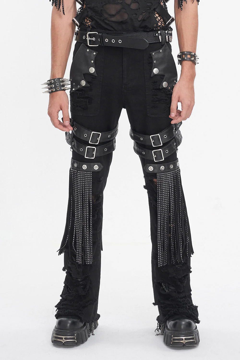 Batwing Pocket Ripped Punk Pants - Image 5