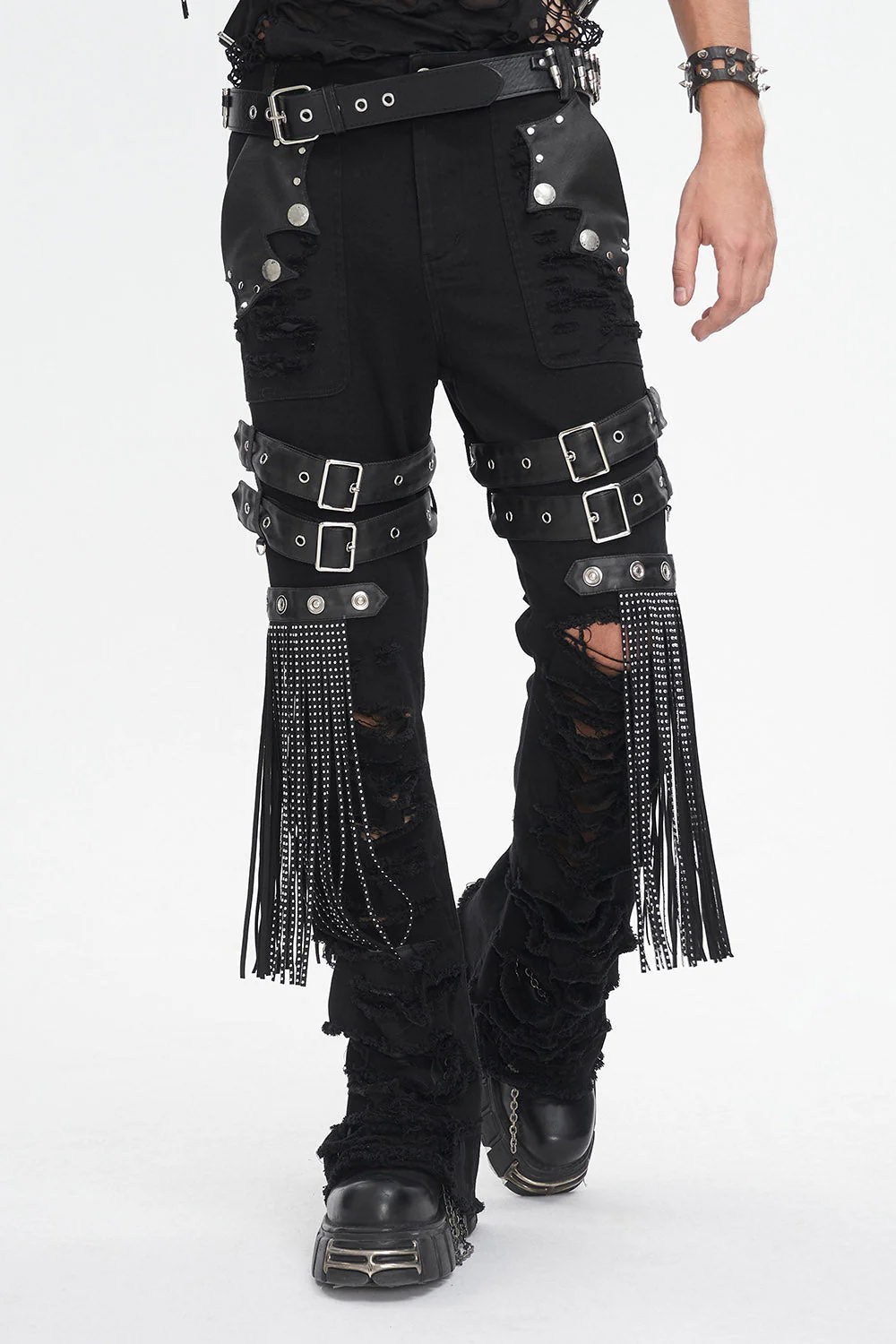Batwing Pocket Ripped Punk Pants - Image 6