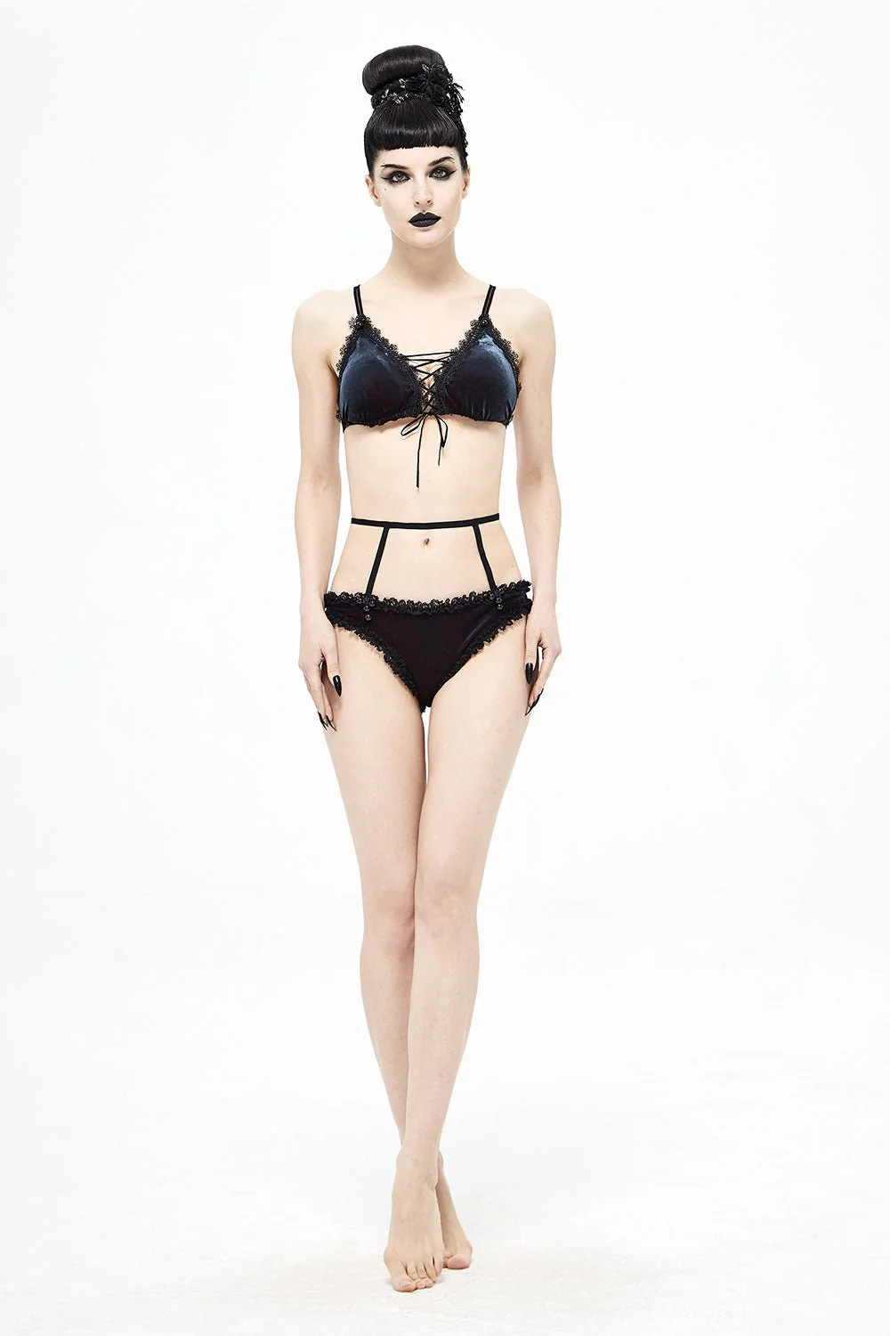 Beach Goth Velvet Bikini Set - Image 4