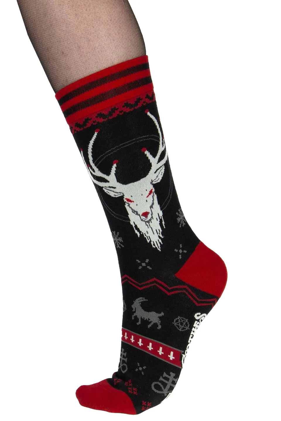 Beelzebuck Ugly Xmas Sweater Crew Socks - Image 2