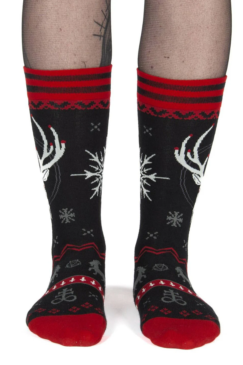 Beelzebuck Ugly Xmas Sweater Crew Socks - Image 4