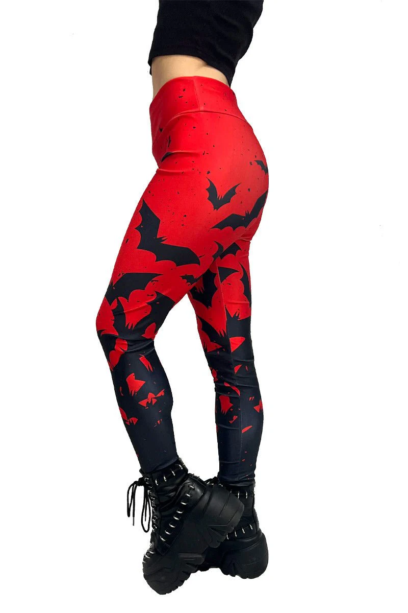 Bite Me Vampire Bat Leggings [RED/BLACK] - Image 10