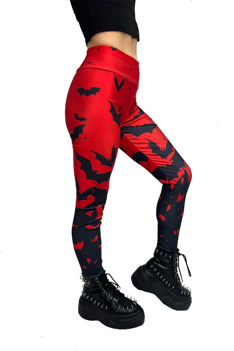 Bite Me Vampire Bat Leggings [RED/BLACK] - Image 7