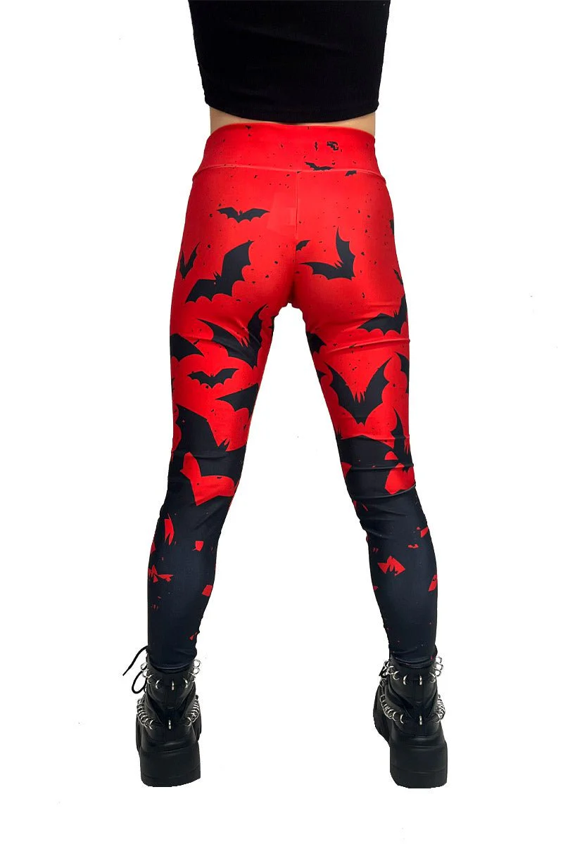 Bite Me Vampire Bat Leggings [RED/BLACK] - Image 9