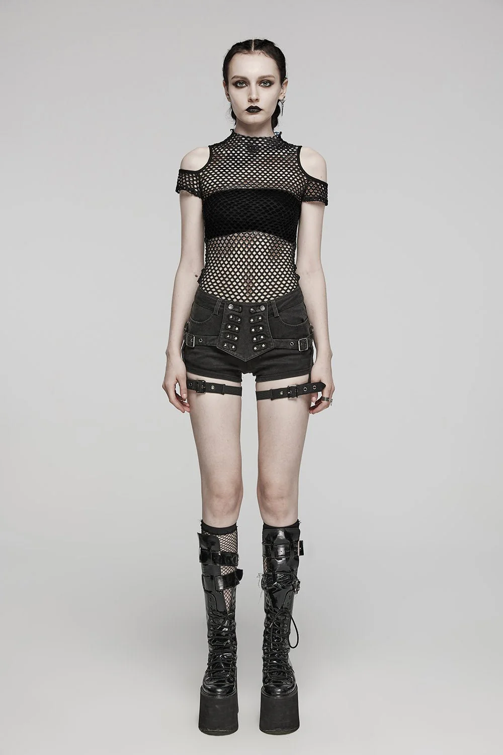 Bitten Cold Shoulder Fishnet Top - Image 6