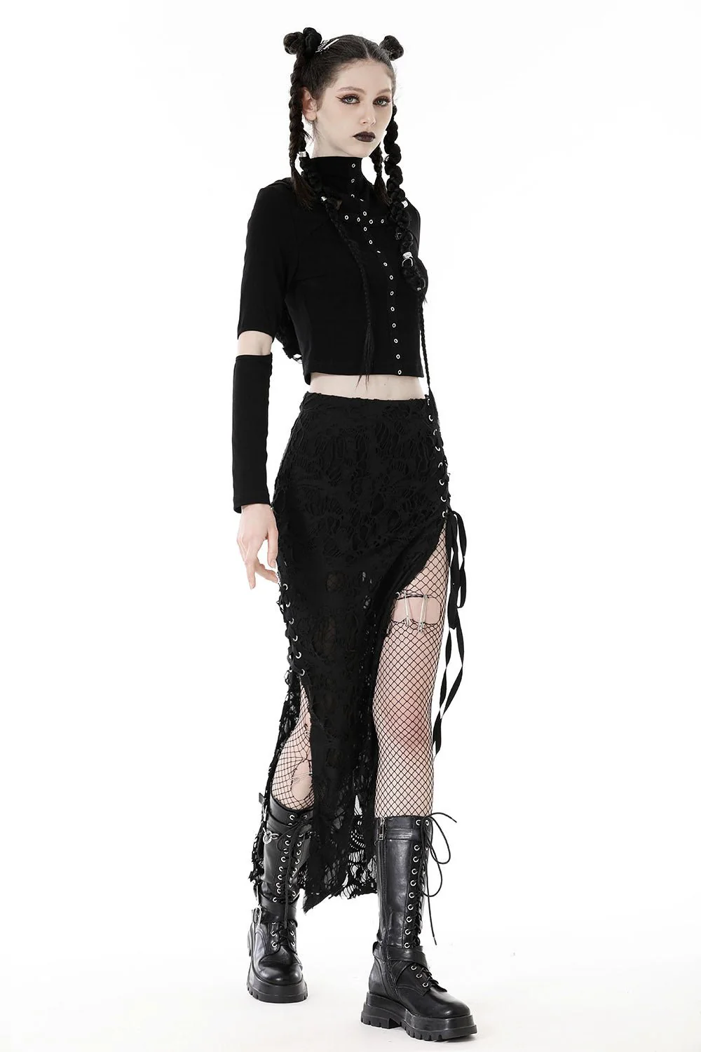 Black Apocalypse Maxi Slit Skirt - Image 4