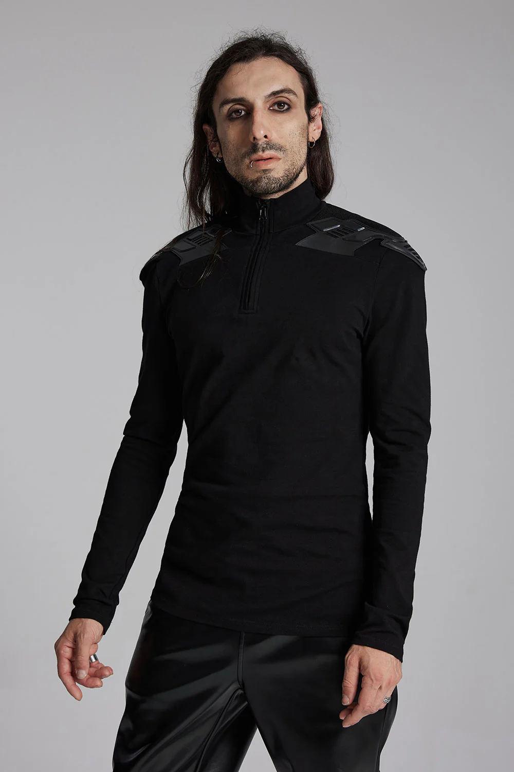Black Armor Moto Turtleneck Top - Image 2