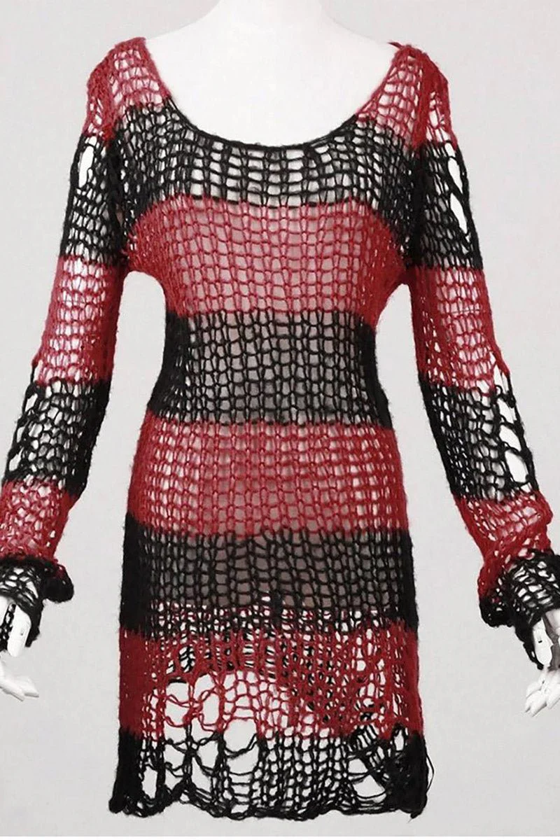 Black Blooded Striped Sweater [BLACK/RED] - Image 4