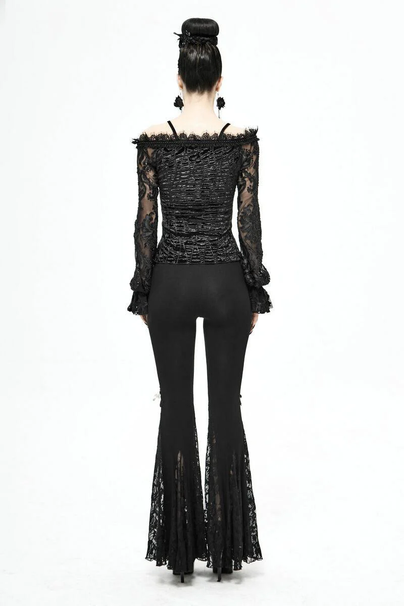 Black Blooms Velvet Top - Image 4