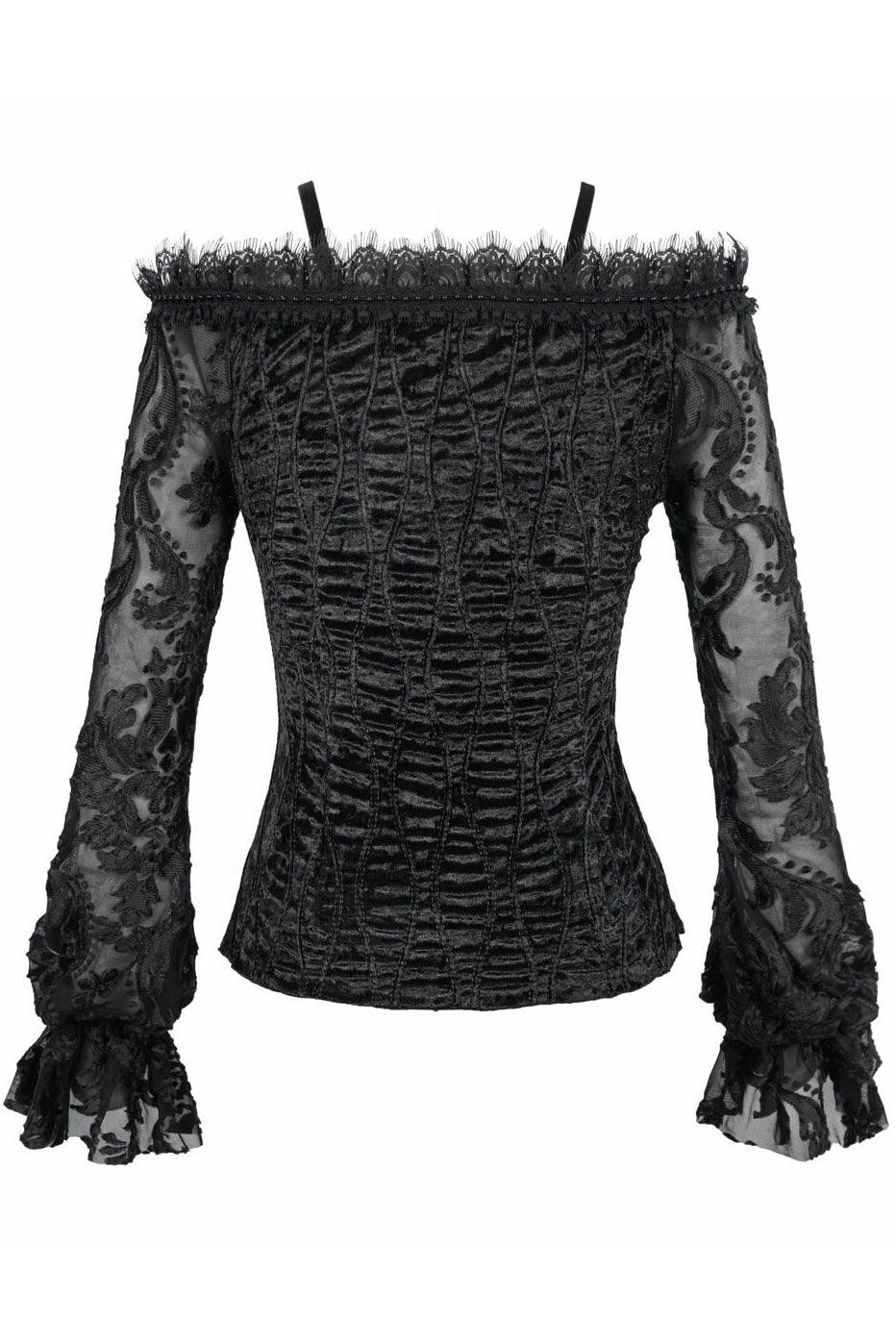 Black Blooms Velvet Top - Image 8