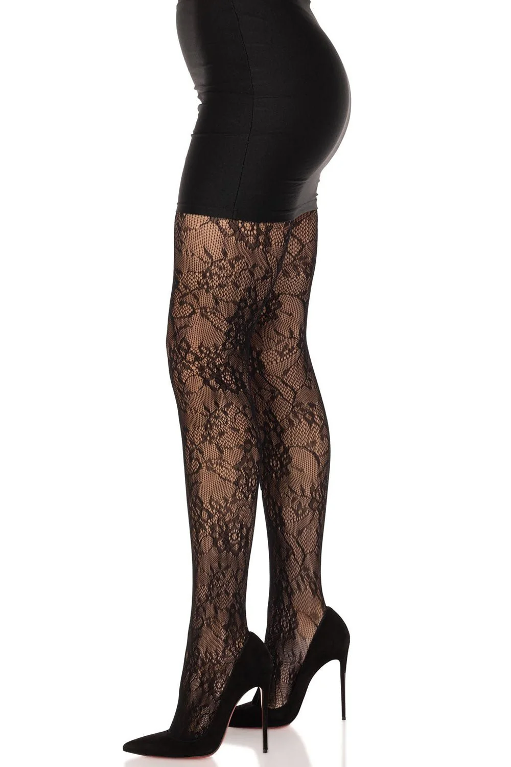 Black Blossoms Gothic Fishnet Tights - Image 2