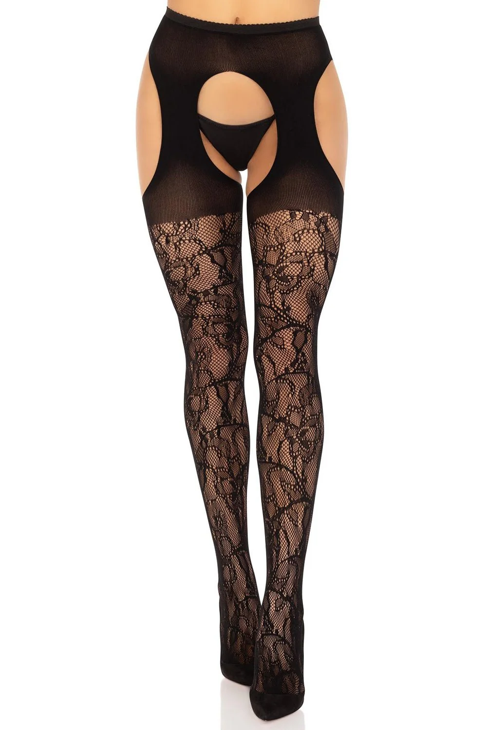 Black Botany Suspender Stockings - Image 3