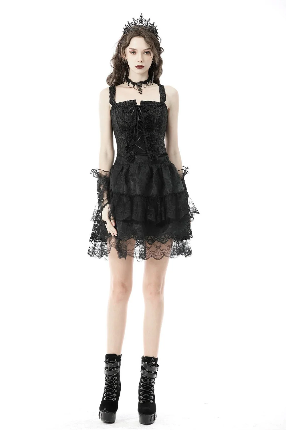 Black Brocade Corset Top - Image 3