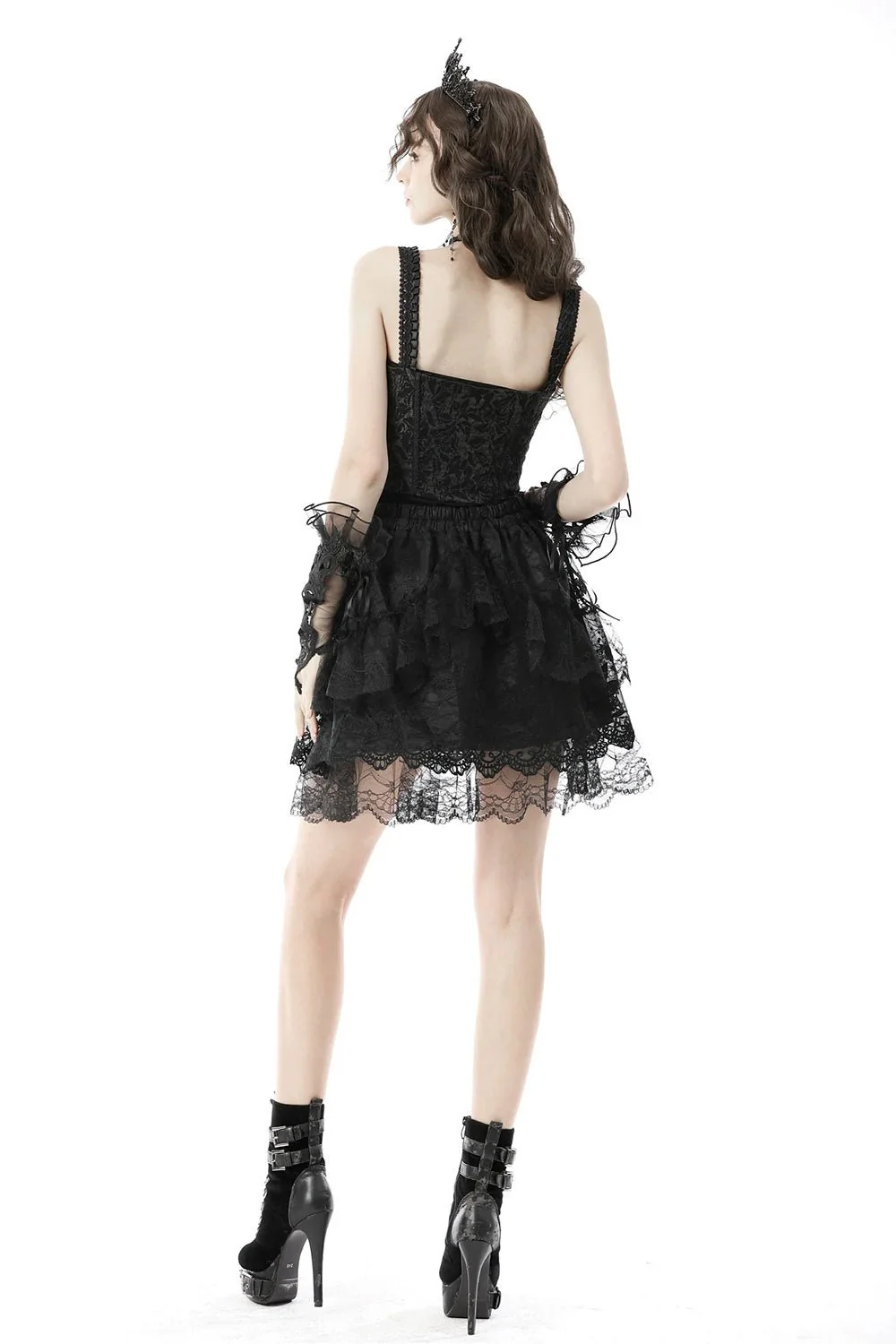 Black Brocade Corset Top - Image 4