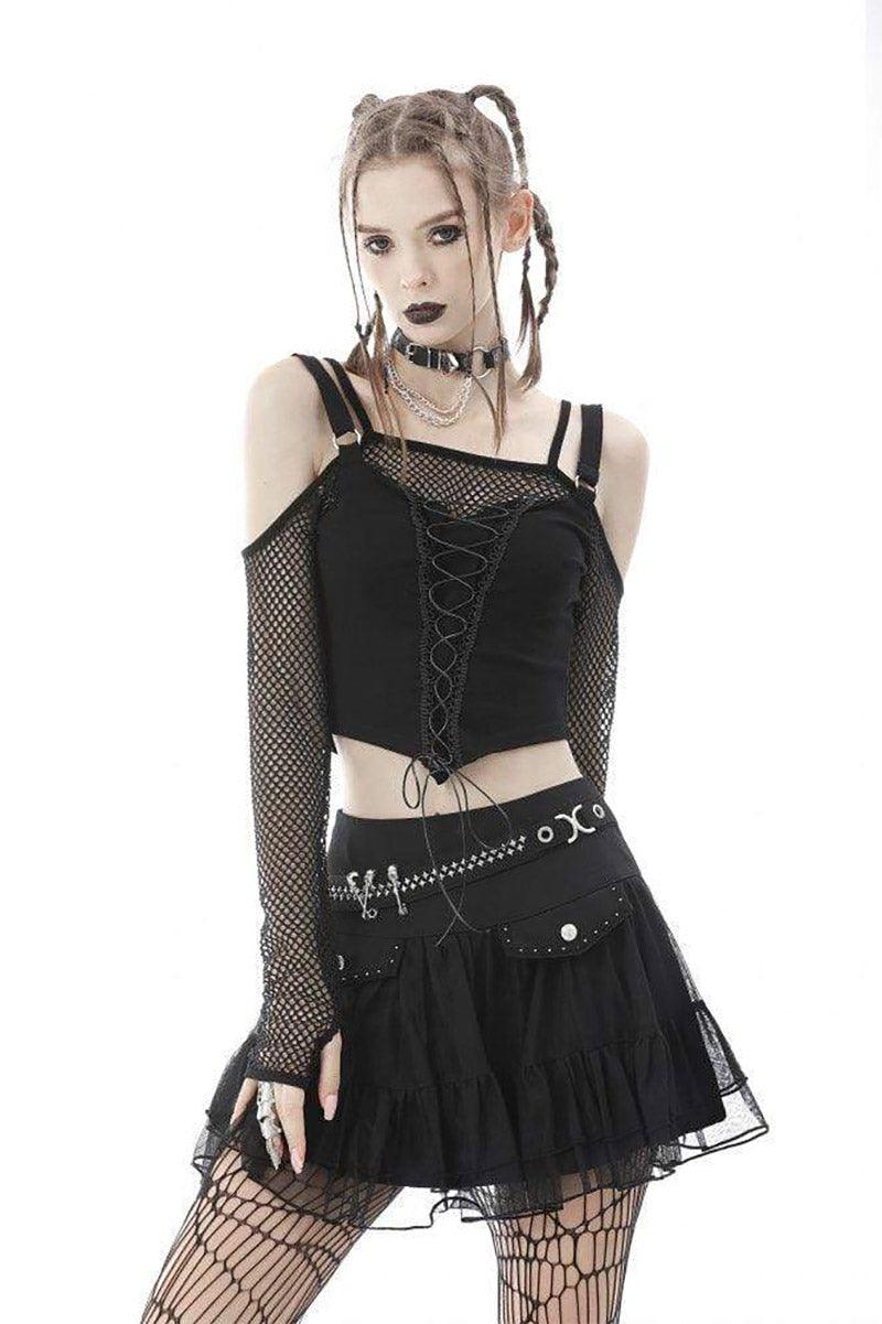 Black Craft Fishnet Off the Shoulder Top - Image 4