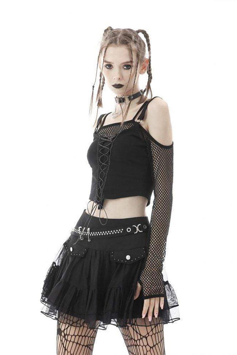 Black Craft Fishnet Off the Shoulder Top - Image 5